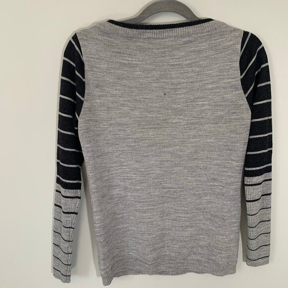 Smartwool mixed print lightweight v-neck‎ gray black pullover sweater - Picture 7 of 11